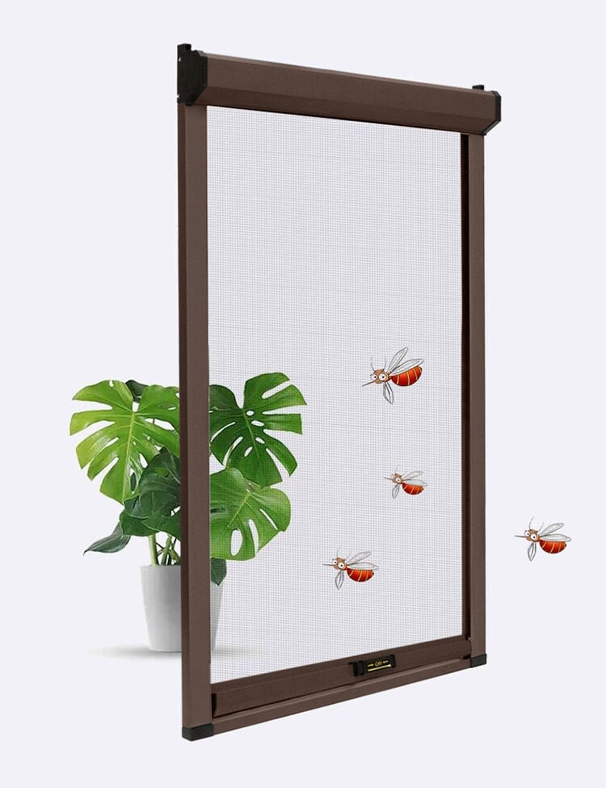 Mosquitera Enrollable, Vertical Correderas Mosquiteras Enrollables para Ventanas, Corredera Mosquitera para Ventana Enrollable, Enrollables Mosquiteras a Medida con Aluminio Marco