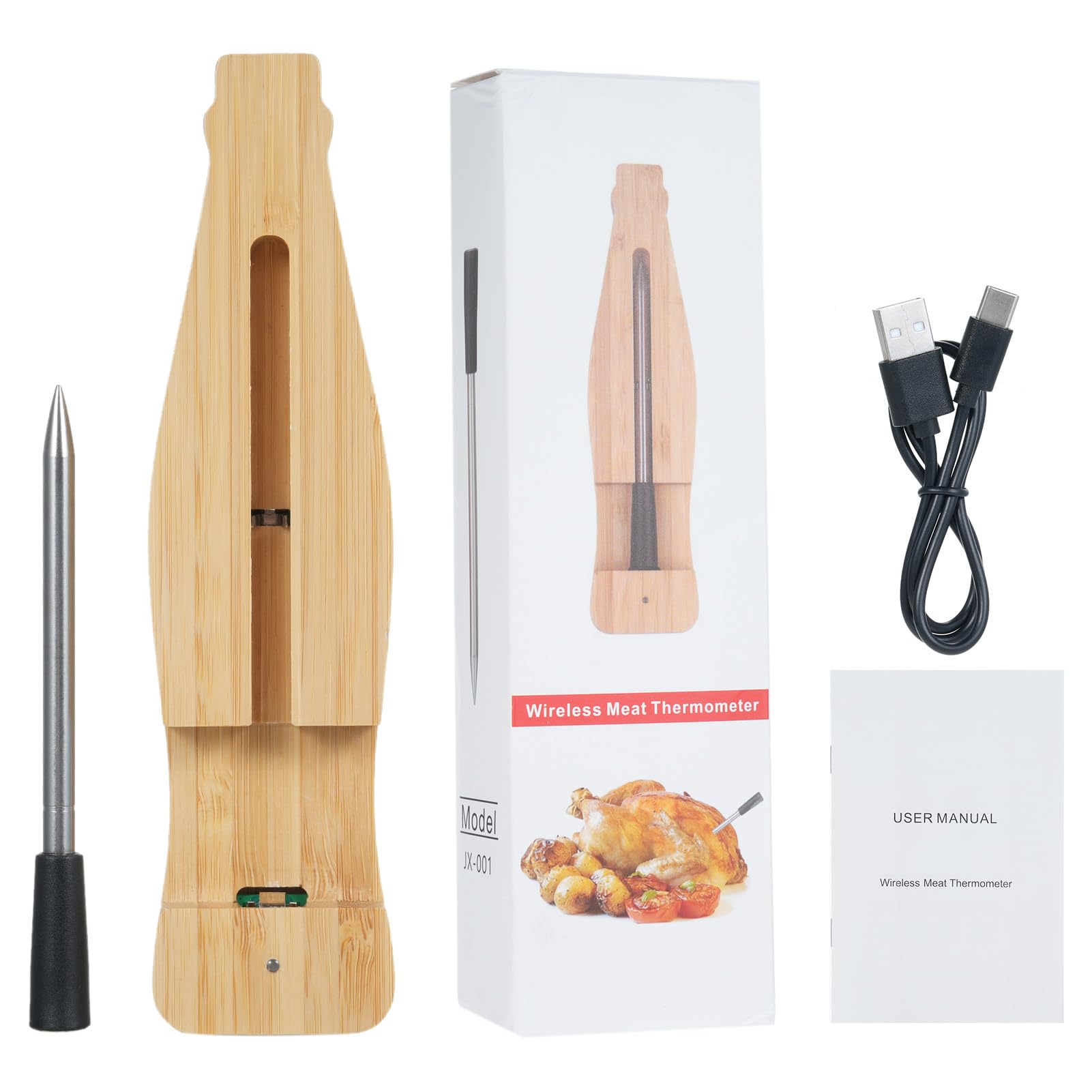 Termometro per carne Bluetooth intelligente Indicatore temperatura alimenti wireless con 6 sonde Monitoraggio APP Ricarica rapida per barbecue Grigliate Forno Cottura Acciaio