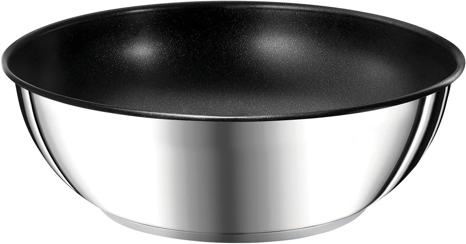 Tefal Ingenio Preference Poêle wok 26 cm, Empilable, Acier inoxydable, Revêtement antiadhésif sûr, Induction & Ingenio Poignée amovible noire, Empilable, Amovible, Verrouillage sécurité