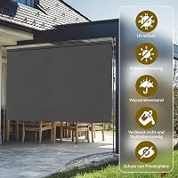 SMONTER Függőleges Napellenző 200x316cm - Kézi Tekerős, Szélálló, Vízálló Árnyékoló Erkélyre, Teraszra, Fúrás Nélkül 5