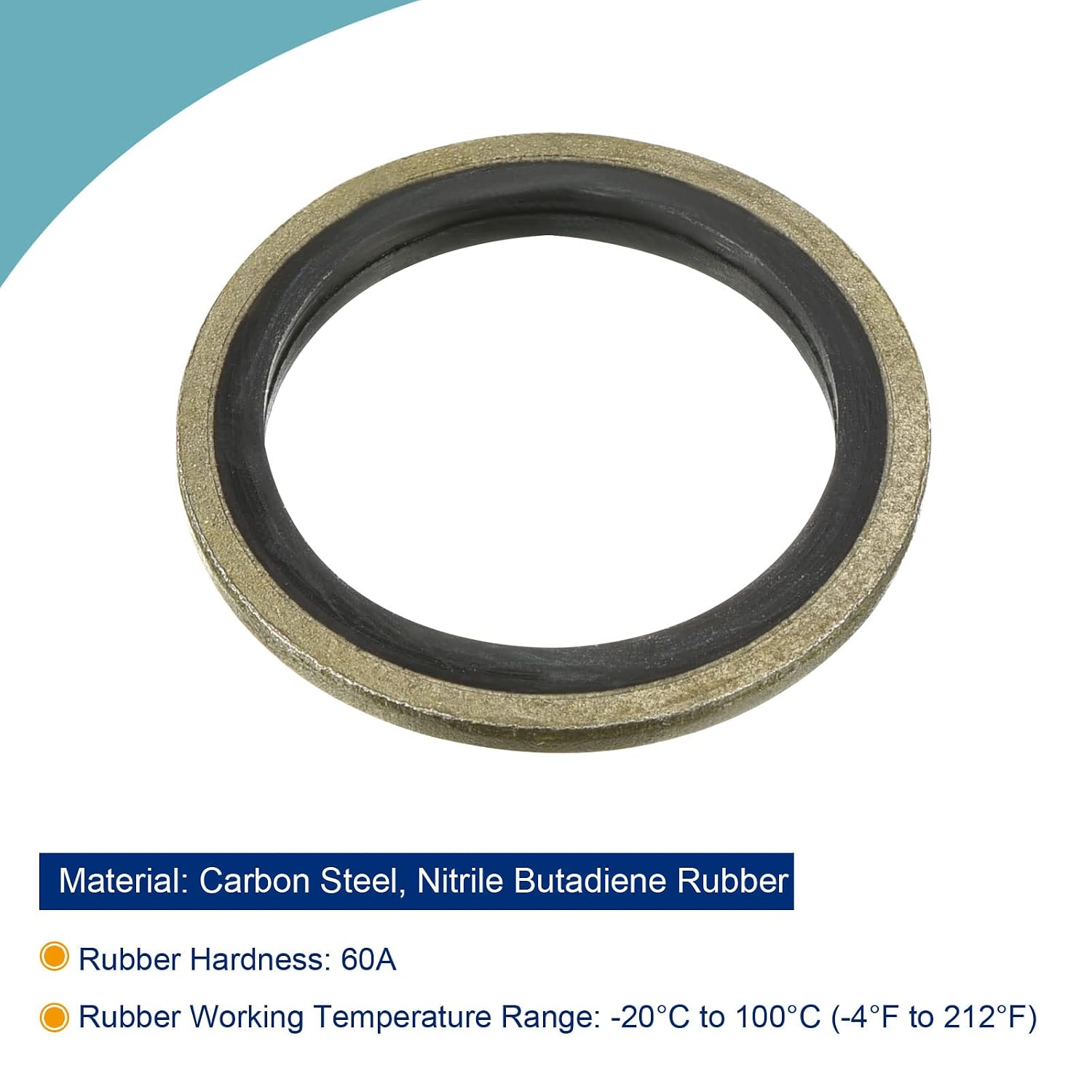 MECCANIXITY Bonded Sealing Washers M22 29.5x22x2mm Carbon Steel Nitrile Rubber Gasket, Pack of 10