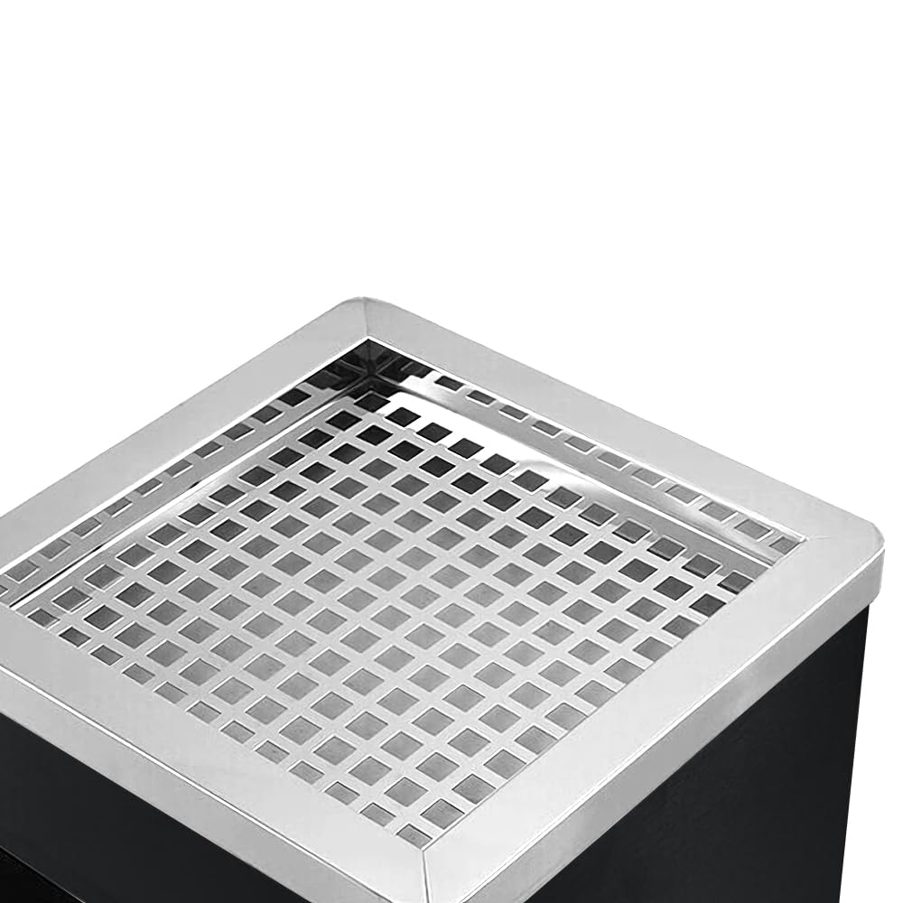 OHMG Bacs à déchets de jardin 35L,Cendrier amovible sur pied en acier inoxydable,Bacs à ordures extérieurs avec poubelle et seau intérieur,pour Intérieur/Extérieur (24 * 24 * 60cm(Noir-2P))