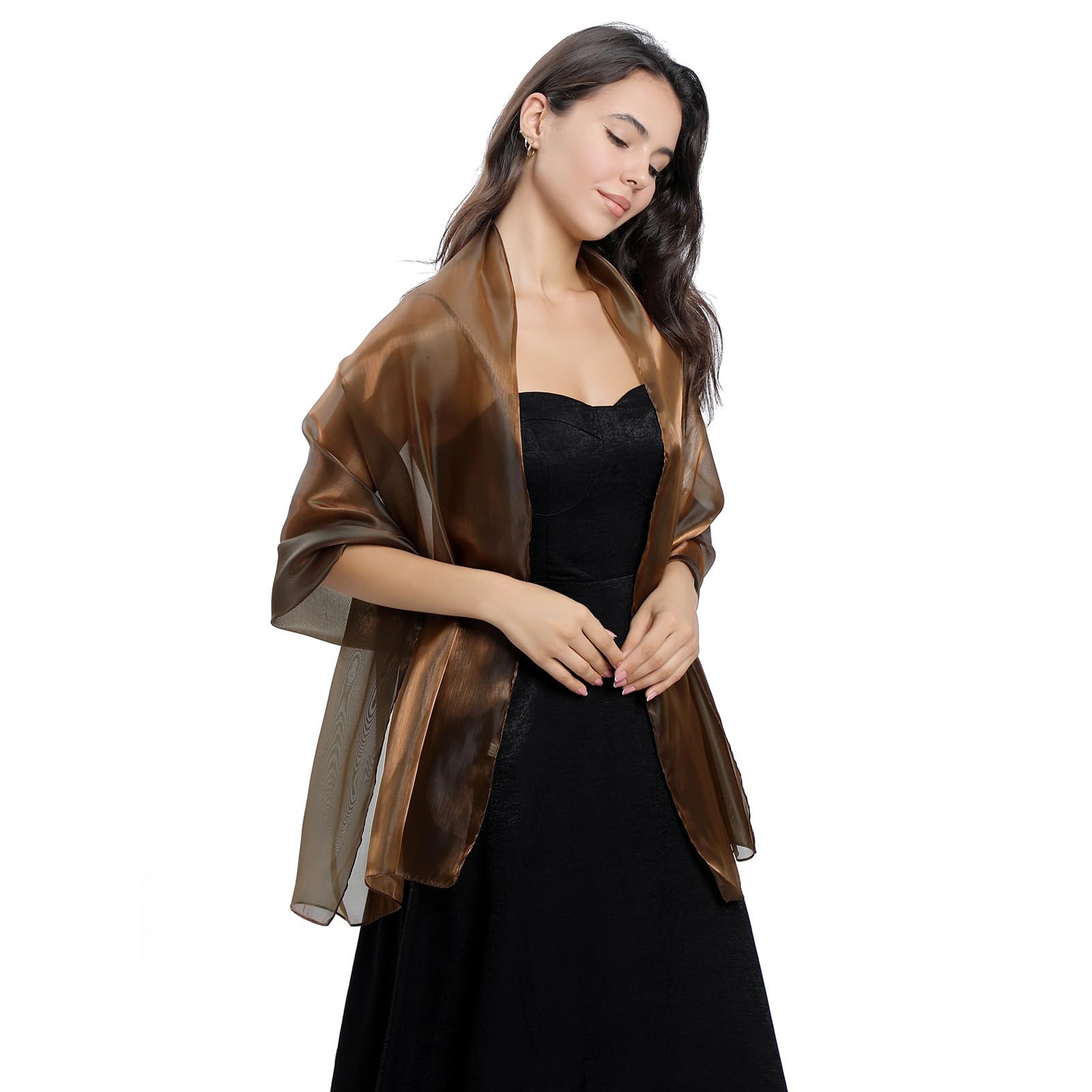 Ladiery Bufandas y envolturas de seda para vestidos de noche mujeres Sheer Soft Dama de honor Boda Shawl Party Organza Stole