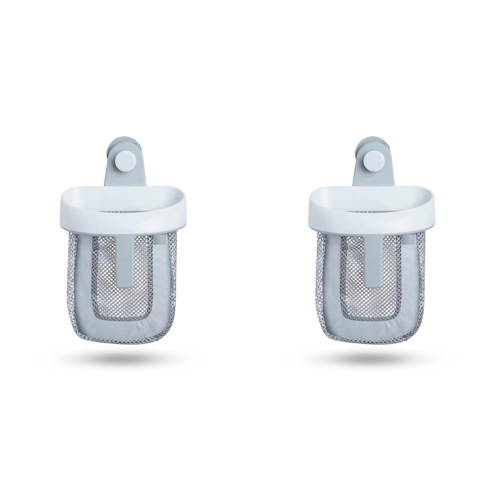 Hndhbfgrt 2X Hanging Bath Toy Storage with Quick Drying Mesh, White & Gray