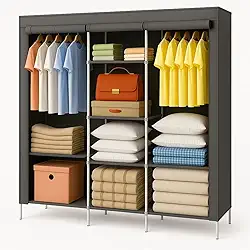 Guarda Roupa Dobrável Cinza Organizador De Roupa Armário Grande Closet Ideal para Apartamento