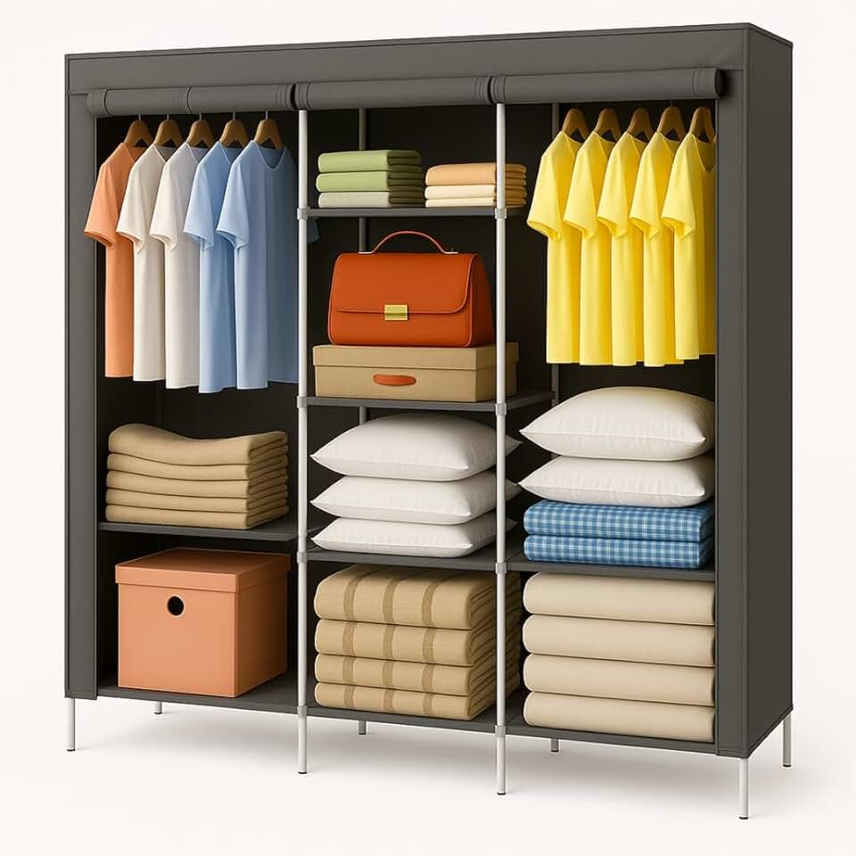 Guarda Roupa Dobrável Cinza Organizador De Roupa Armário Grande Closet Ideal para Apartamento