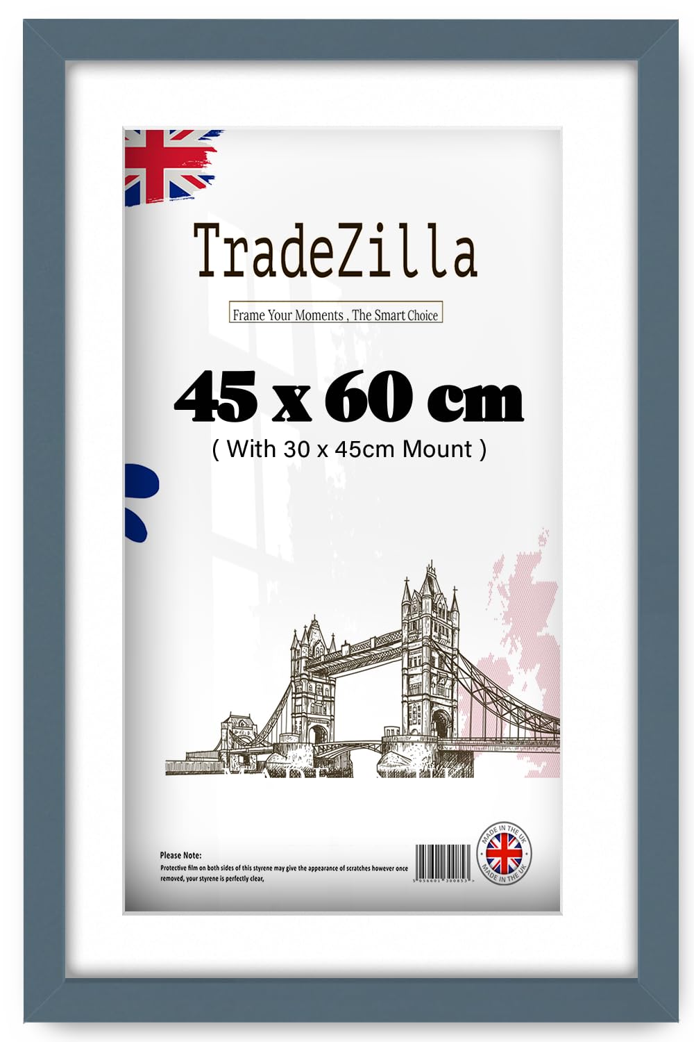TradeZilla | Classic (45 x 60 cm) with 45 x 30 cm White Mount Picture Frame 18" x 24" Poster Frame - Dark Grey Picture Frame [ Dark Grey ]