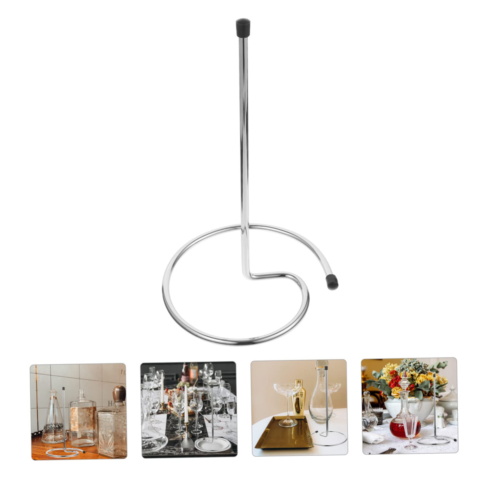 Égouttoir à Carafe à Vin Support Vertical Gain de Place en Acier Inoxydable Argenté, Lot de 2 Pièces pour Bars et Hôtels
