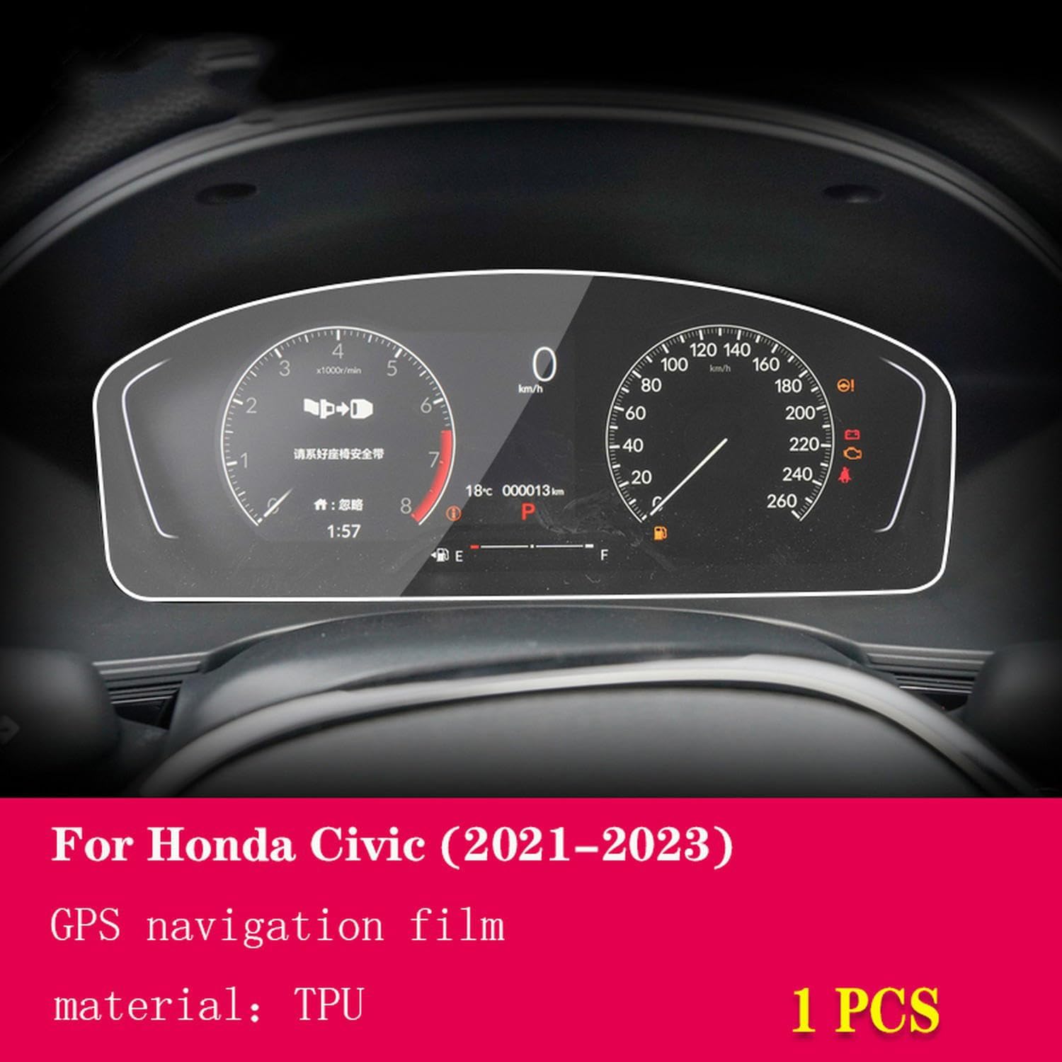 LAVIYE Car Anti Scratch Protective Film Clear Car Transparent TPU self-Adhesive Protective Film Console Screen Film，for Honda Civic 2021-2023