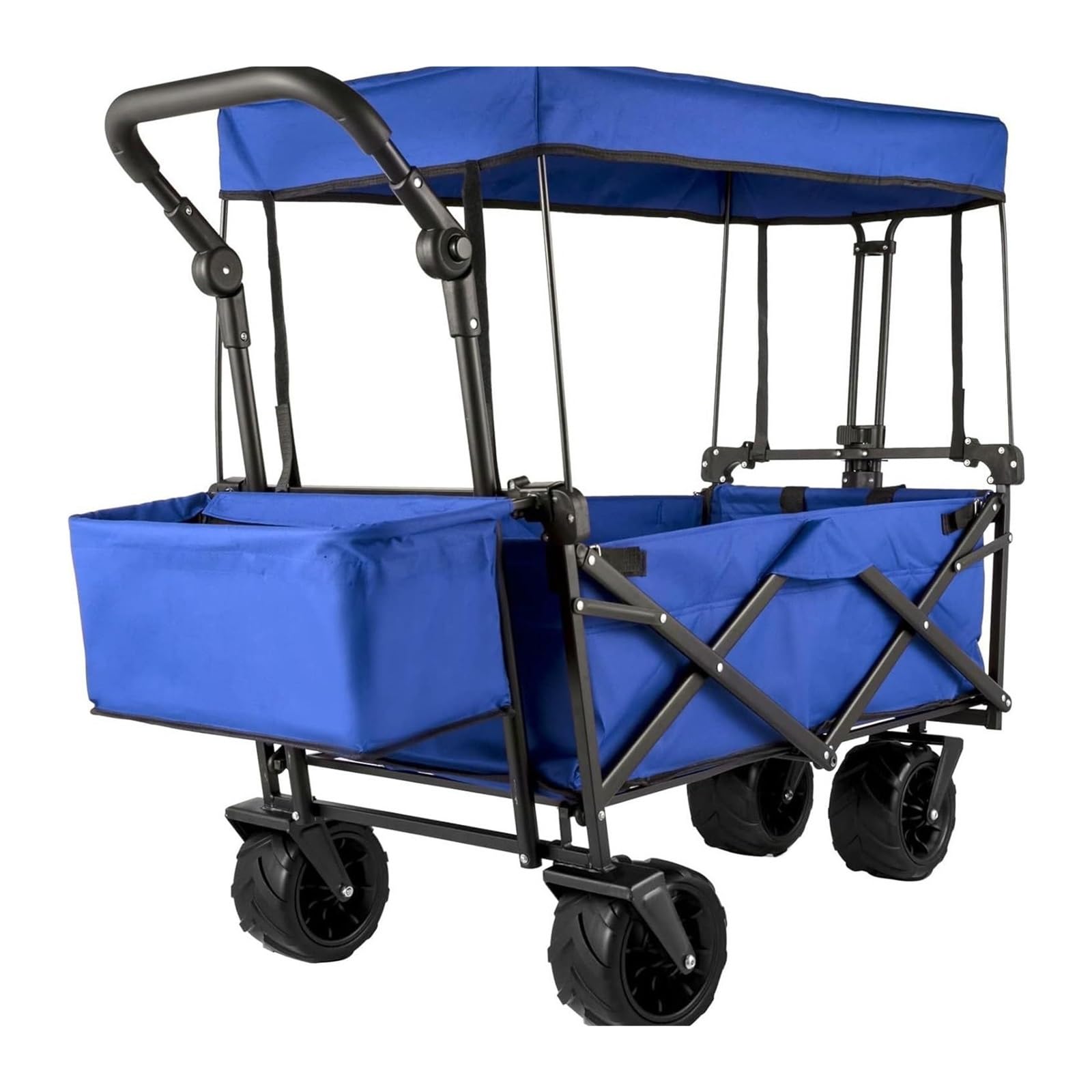 Wagons Carts Foldable, Folding Wagon Cart with Removable Canopy Collapsible Utility for Outdoor Camping Beach and Shopping,Collapsible Wagon