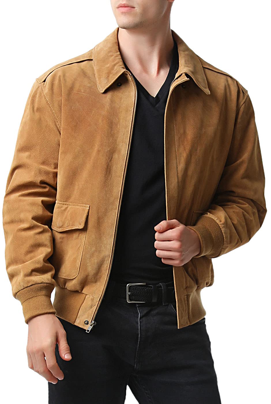 Landing Leathers Men Air Force A-2 Leather Flight Bomber Jacket (Also available in Big & Tall)