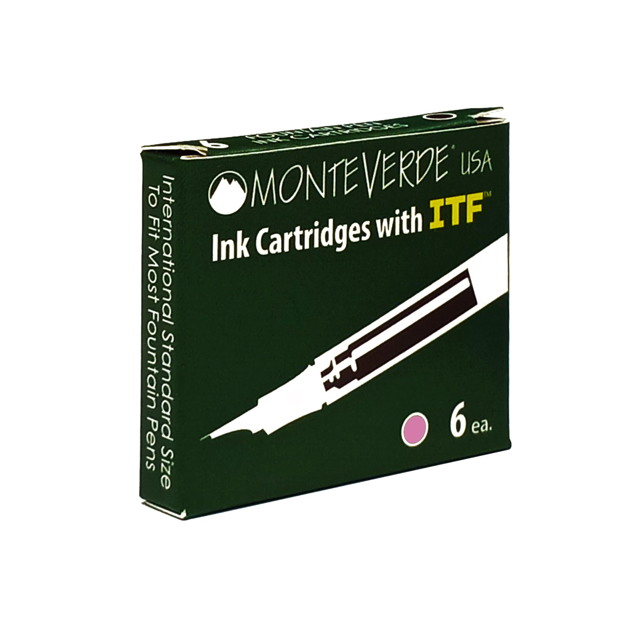 Monteverde - Cartucho de tinta para pluma (tamaño estándar, 6 unidades), color rosa