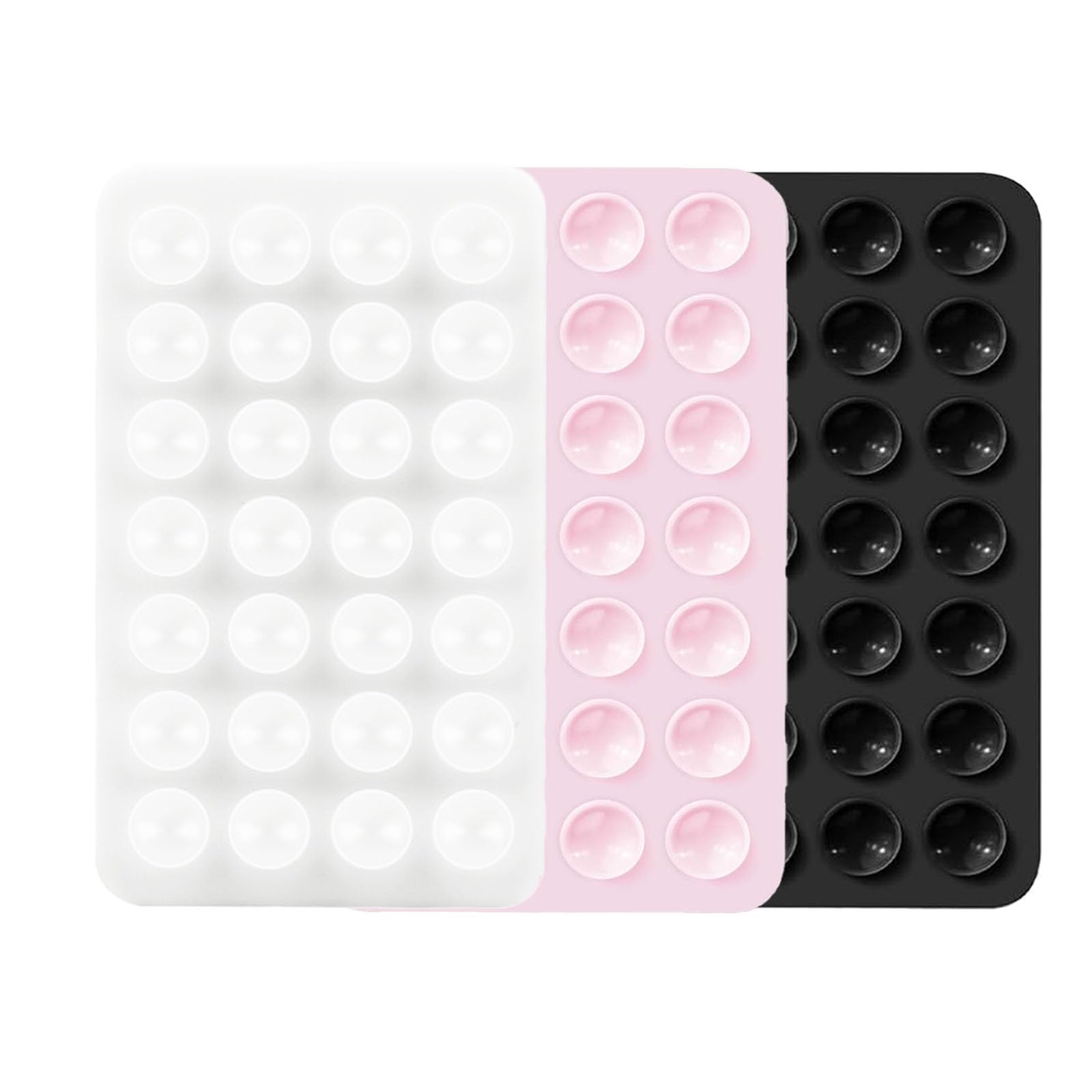 Rookii 3 PCS Double Sided Phone Suction Pad,Sticky Phone Case for Wall ands-Free Fidget Toy Mirror Shower,Suction Cup Holder for Car Mobile Power Supplies (Black White Pink)-image-29