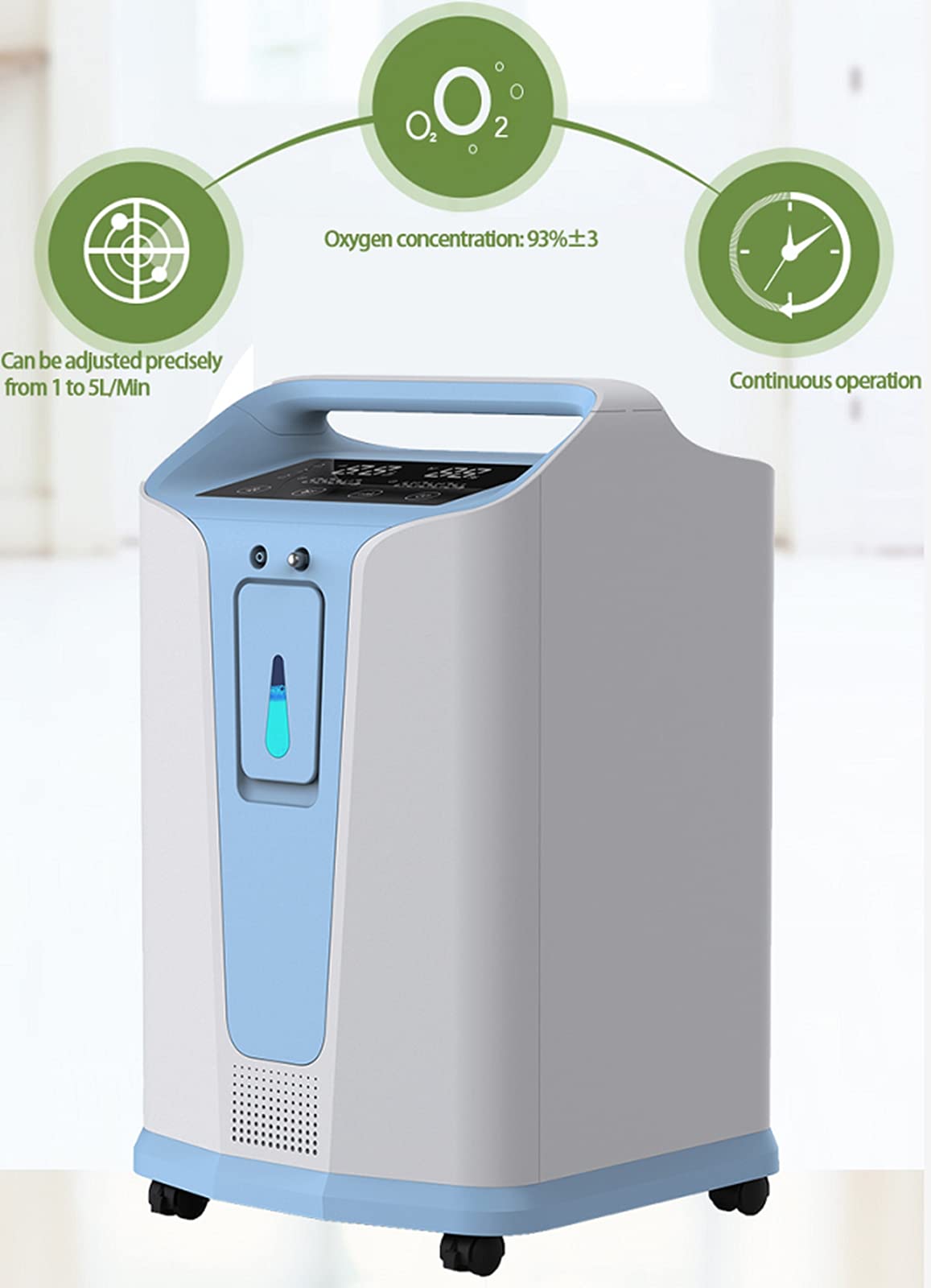 Concentratore Generatore di Ossigeno, Ossigeno Regolabile 38% - 96%.