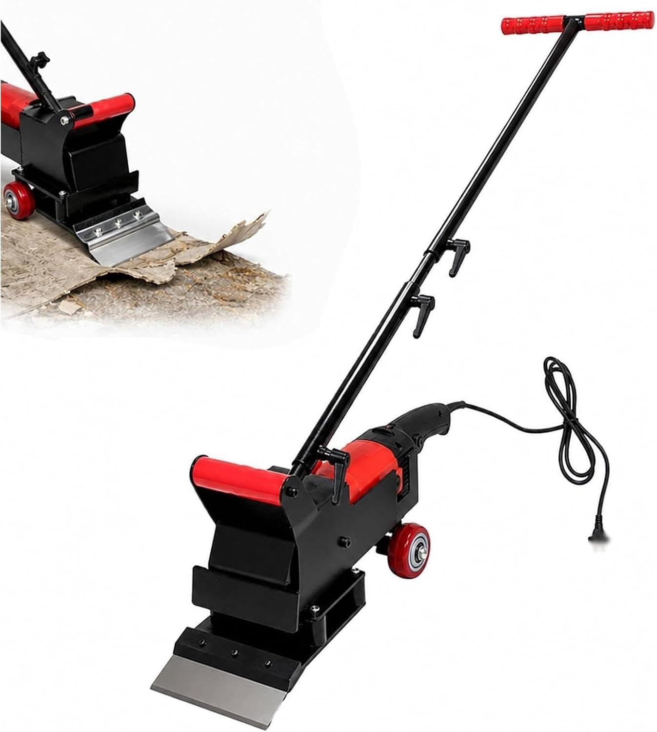 Raschietto elettrico per pavimenti da 220 V 1300 W con doppie ruote e regolazione a 6 velocità, raschietto elettrico per pavimenti con 2 ruote, 6 velocità regolabili