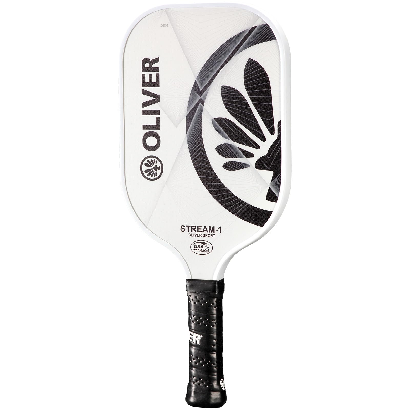 Pickleball Paddle Stream-1 White/Black - Fiberglass Surface, Extended - View #7