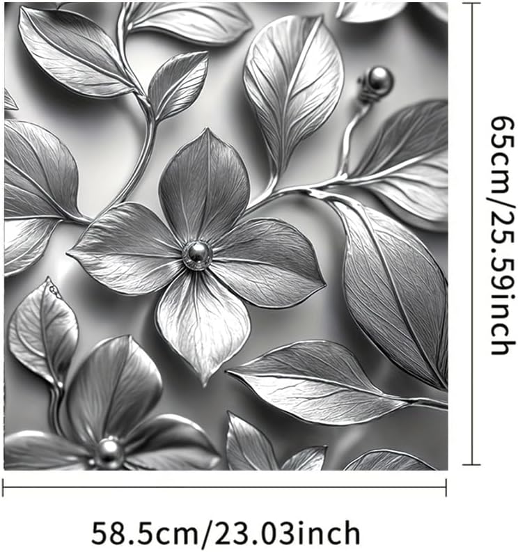 2D Flat Silver Floral Leaf Dishwasher Cover 23x26 Inch Panel Decal Fridge Washer Refrigerator Door Cover Kitchen Appliance Decorative Seasonal Holiday Home Decor Style 4