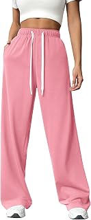 Palazzo Pants for Women Casual Wide Leg Sweatpants Comfy Drawstring Workout Pants Drawstring Waist Straight Streetwear