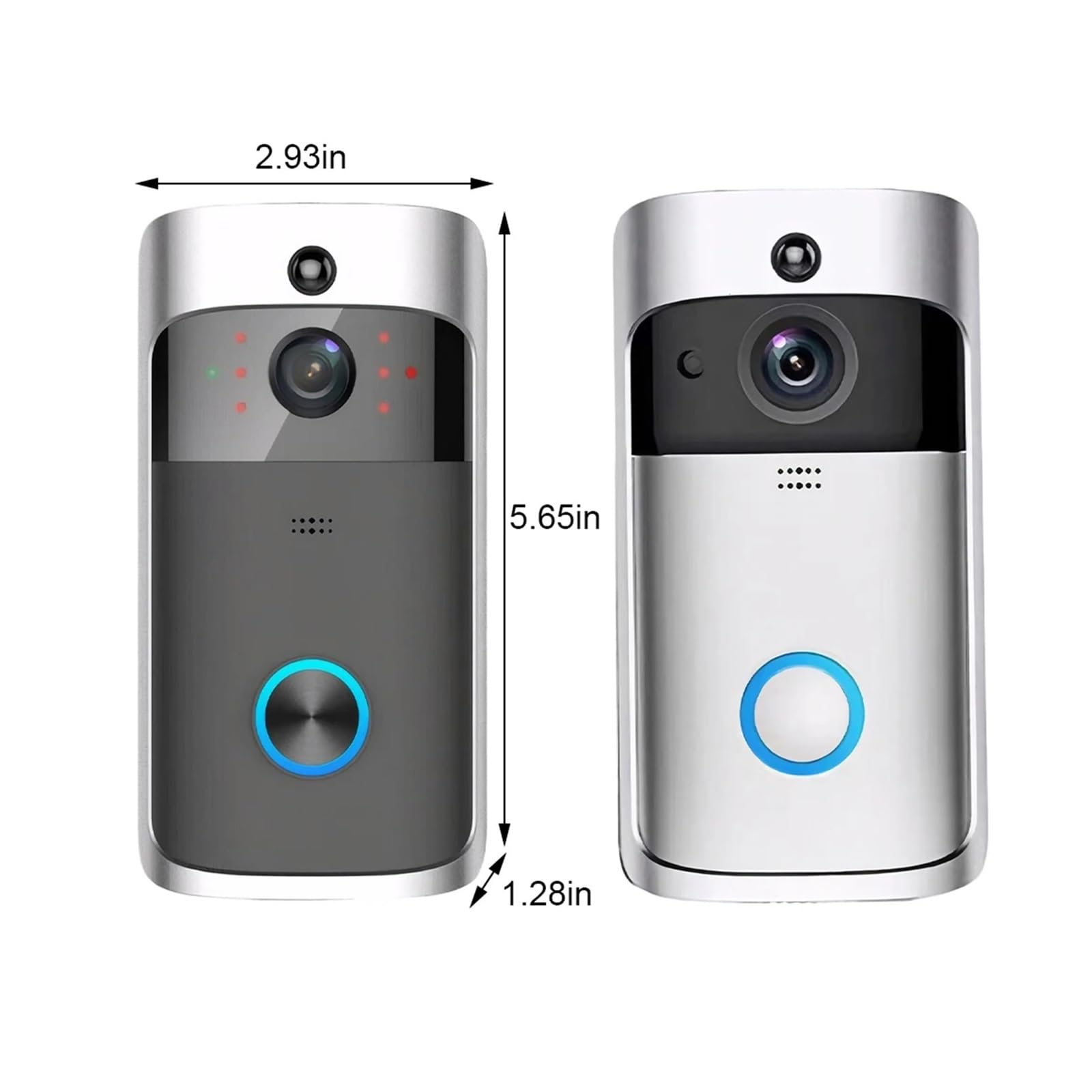 Videocitofono Wi-Fi HD Smart Home Wireless APP Campanello Telecamera di sicurezza Visione notturna IR Grandangolo(Sliver)