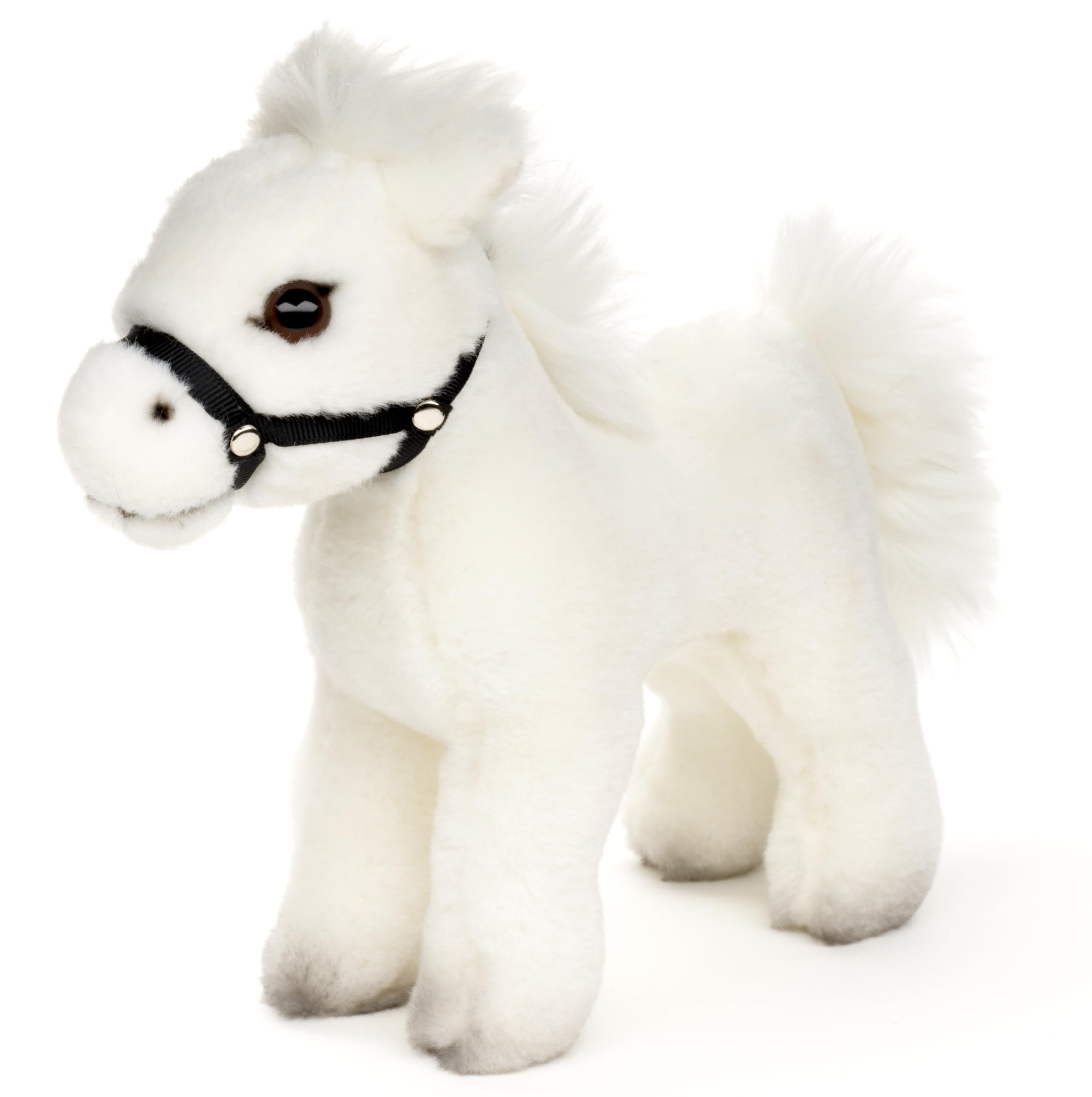 Uni-Toys - Horse, standing, white (without saddle) - 23 cm (length) - plush toy, cuddly toy