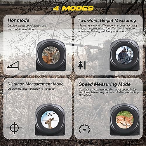 Ergmaster 1500Yd/2000Yd Hunting Rangerfinder With Rechargeable Battery, ±0.5Yd Accuracy, Distance,Bow/Rifle Mode, Angle Compensation, Speed, Angle Compensation Rangefinder For Hunting #TOP2
