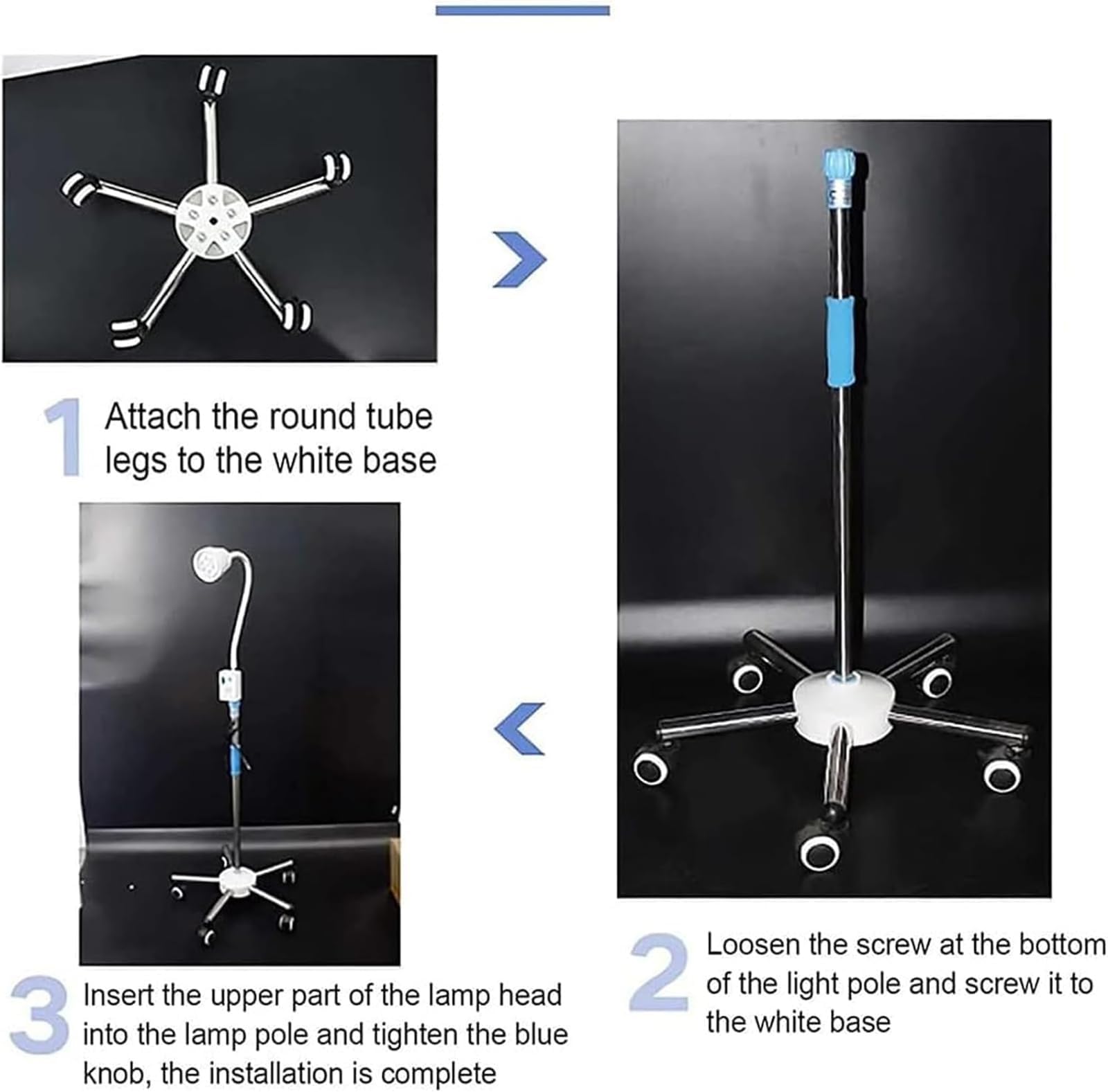 7 X 3 W LED-OP-Untersuchungsleuchte, 360°-Drehung, Kaltlicht, Universalräder For Den Einsatz In Krankenhäusern, Kliniken, Gynäkologischen Untersuchungen, 110 Mm