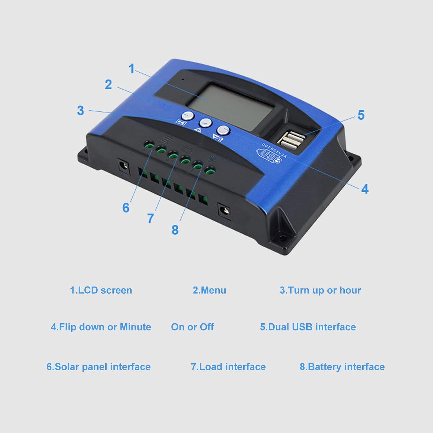 12V 24V MPPT Solar Charge Controller Real Time Display Bidirectional MoS Tube PV Solar Panel Battery Regulator (100A)