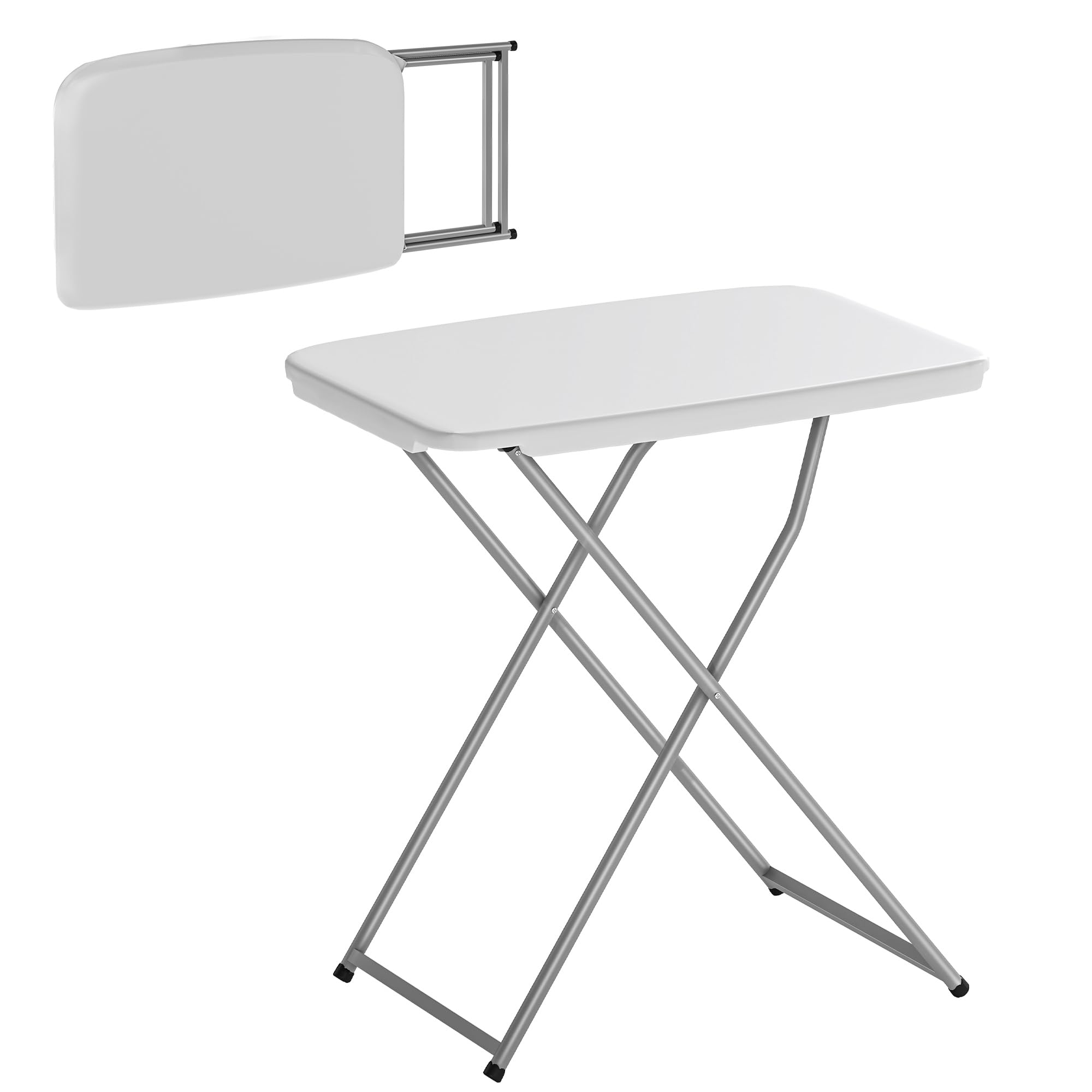 Outsunny Mesa Plegable Camping Altura Ajustable 75x50x73,5 cm Blanco