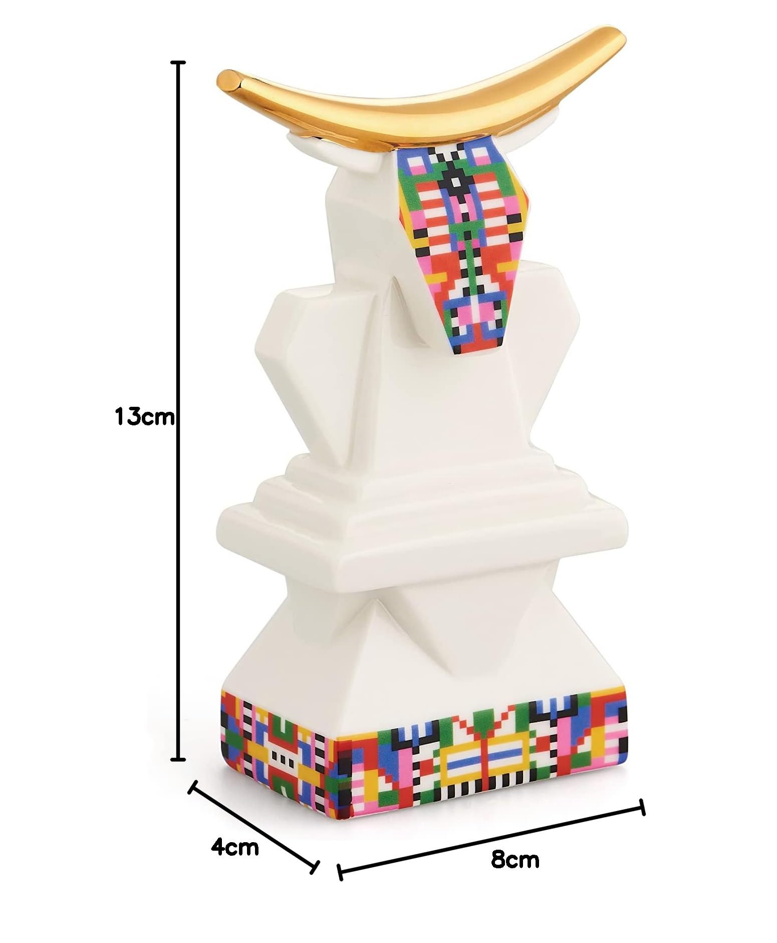 Alessi Kuh ESA05 4 – Ochsenfigur aus Porzellan für die Krippe mit Handaufgebrachten Abziehbildern und Details aus 24 Karat Gold, Mehrfarbig