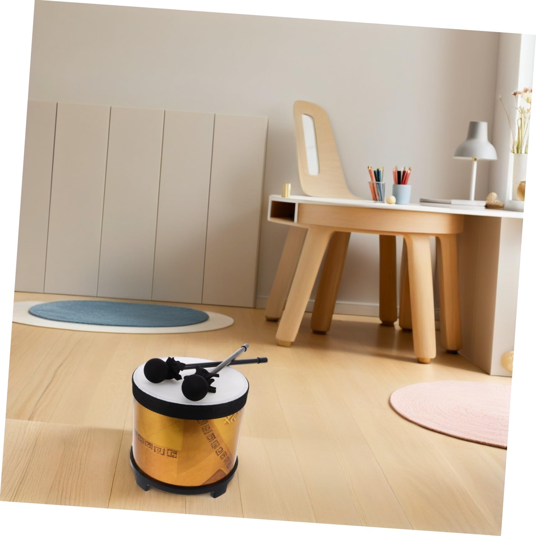 ABOOFAN Floor Tom Strumento Orff per Educazione Musicale Prescolare con Bacchette Percussione per Principianti Leggero e Resistente per Apprendimento Musicale Infantile