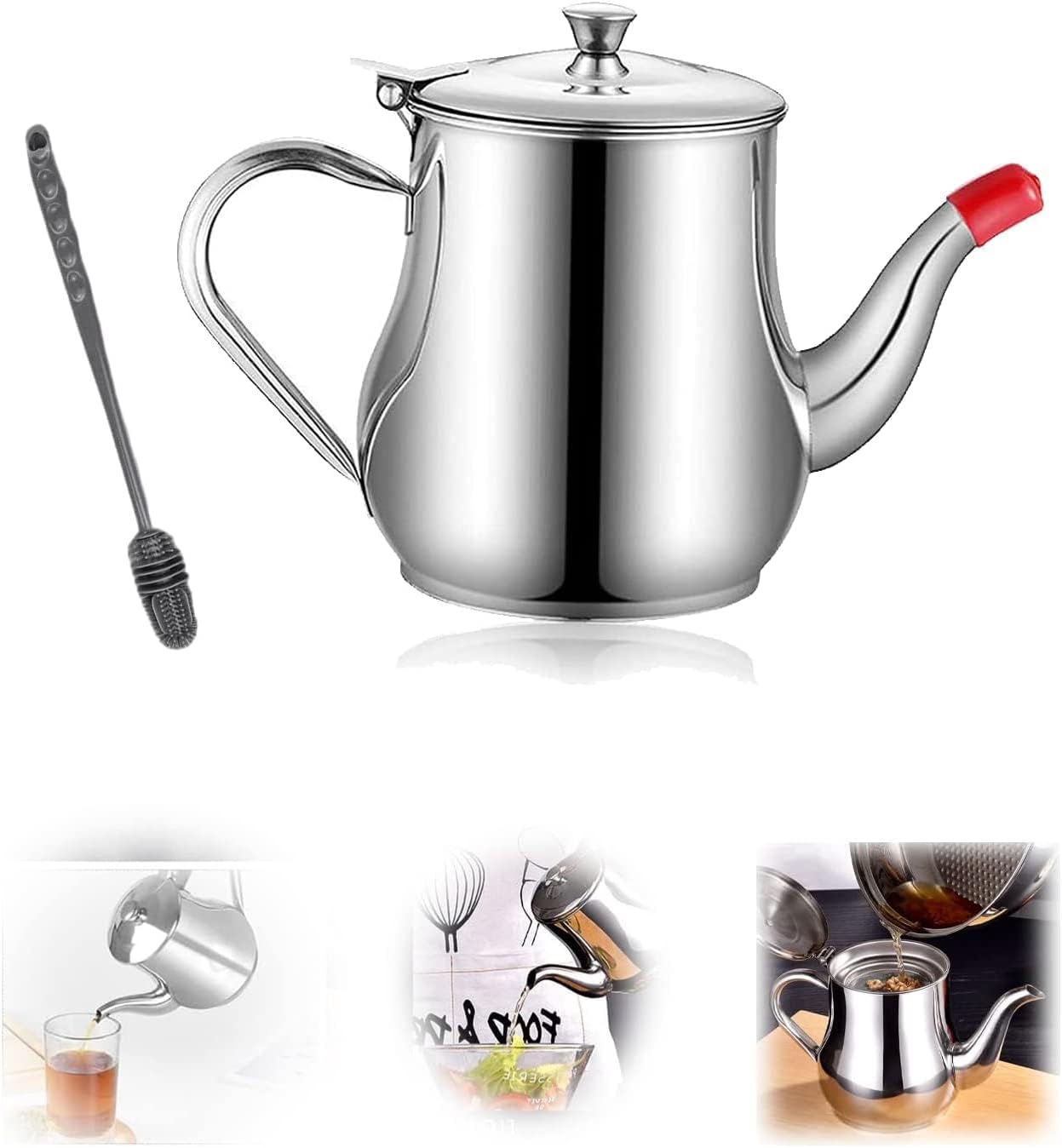 Stainless Steel Oil Filter Pot, Kitchen Stainless Steel Oil Strainer Pot Grease Container Jug