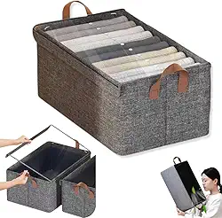 Kit C/2 Caixa Organizadora Com Tampa Transparente e Alças | Dobrável, Reforçada, Multiuso e Fácil de Limpar | Ideal para Closet, Guarda-Roupa e Lavanderia | Marca Bigzu®