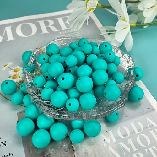 Miniatura 4 de Xinhongo Cuentas de silicona, 100 cuentas de silicona de 0.472 in y 0.354 in para hacer llaveros a granel, cuentas redondas de silicona de goma