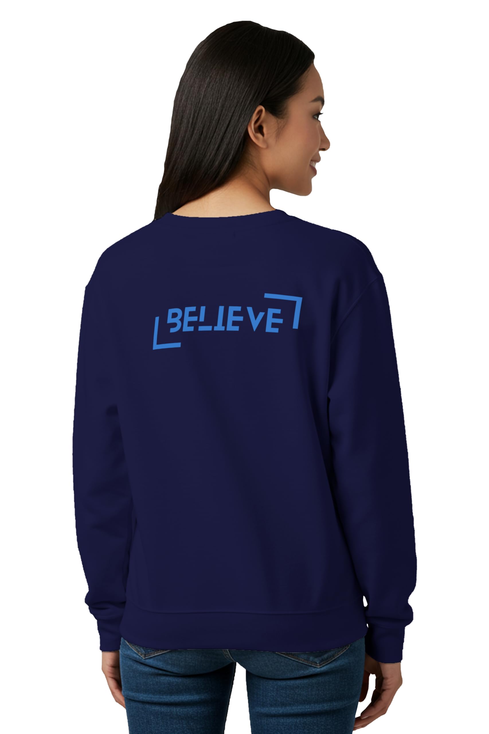 Winter Sweatshirt for Women Believe Graphic Printed Round Neck Regular Fit Cotton Blend Gen Z Casual Sweatshirt-image-43
