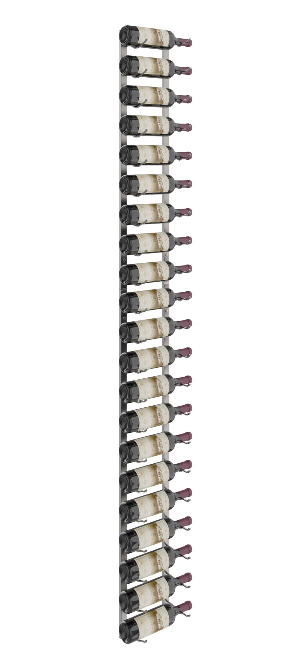 W Series Pro Wine Rack 7- Single Stack, Metal Wall Mounted Wine Rack - Modern, Easy Access Wine Storage - Space Saving Wine Rack with Storage Capacity (21 Bottles, Brushed Nickel)