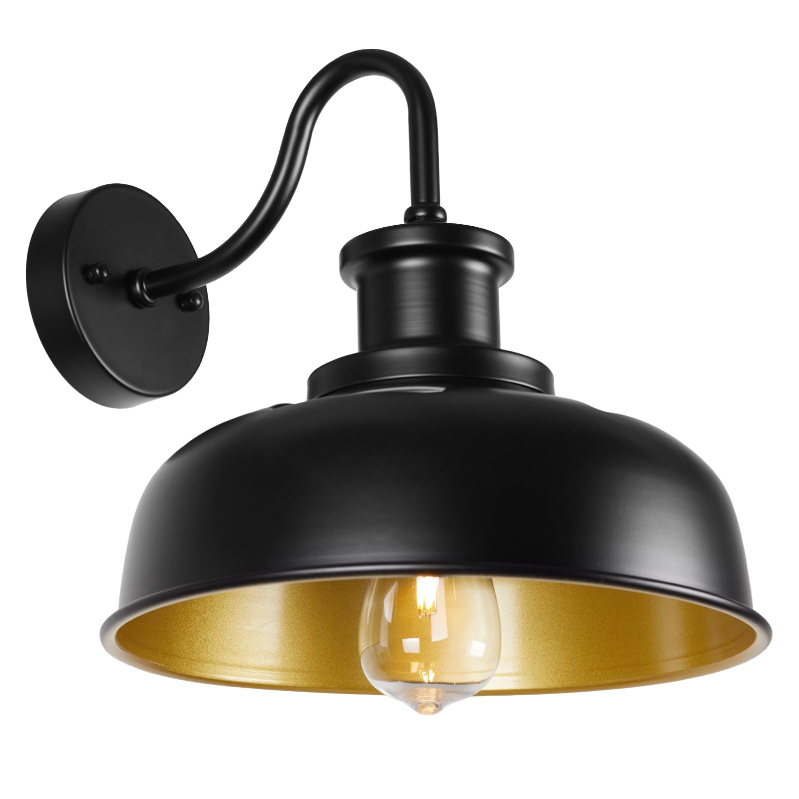 Photo 1 of Diyel Solar Barn Light for Outside, Outdoor Wall Lights Solar Powered, Farmhouse Exterior Wall Sconce, Industrial Outside Lighting Fixture, Rustic Lantern Works with Gooseneck Barn Shed Garage Patio