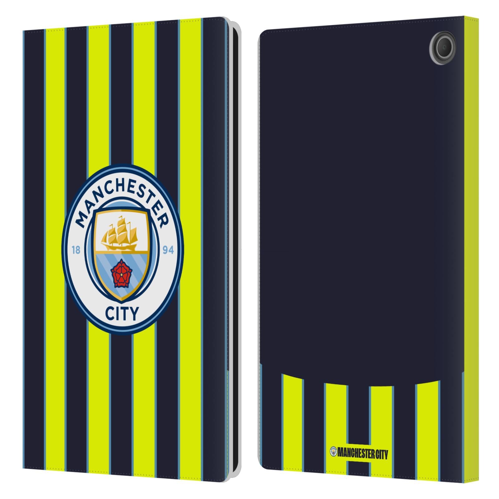 Head Case Designs Officially Licensed Manchester City Man City FC Away 2024/25 Badge Kit Leather Book Wallet Case Cover Compatible with Amazon Fire Max 11 2023