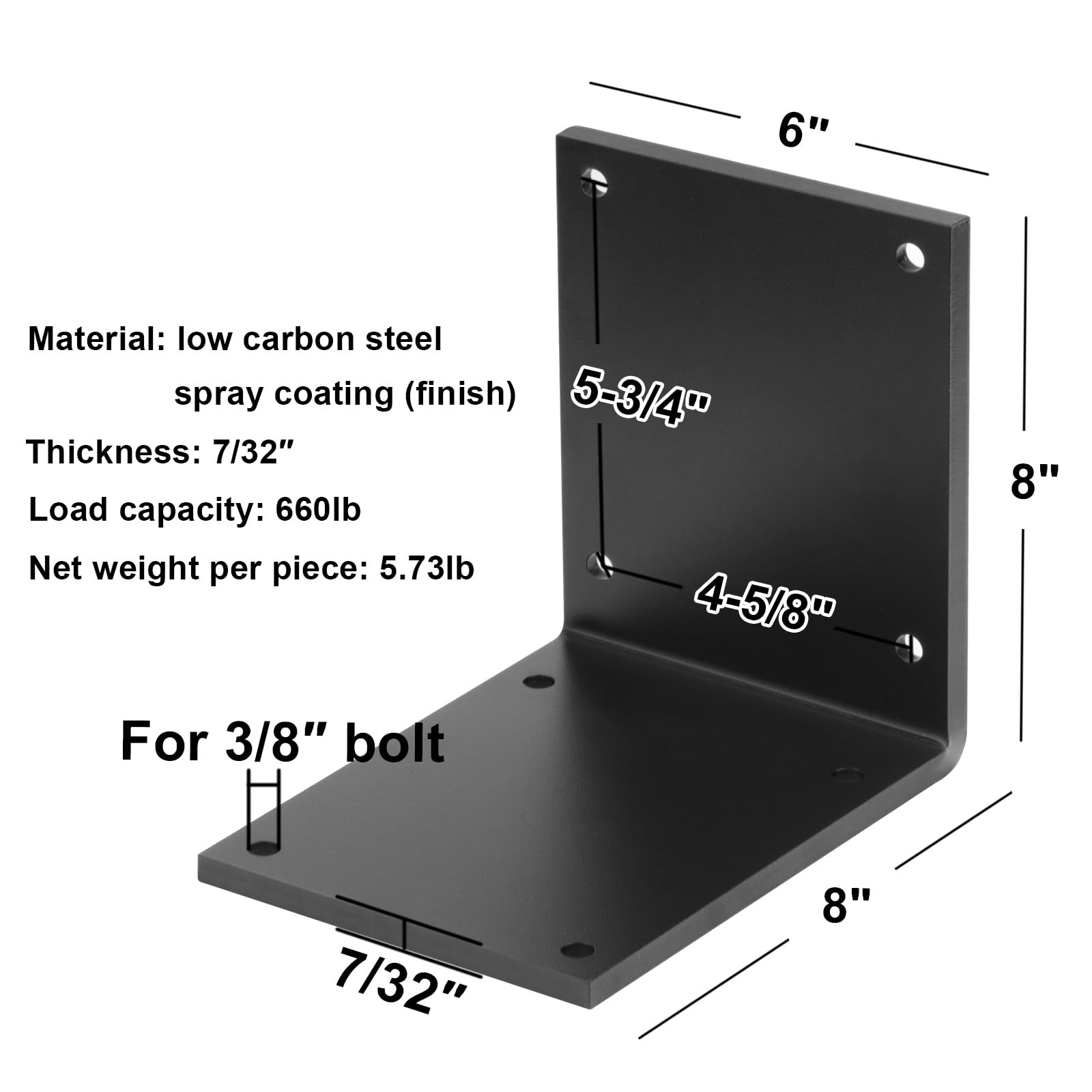 2 staffe angolari a L in acciaio resistente, 20,3 x 20,3 x 15,2 cm, spessore 7/81,3 cm, carico massimo 299,4 kg