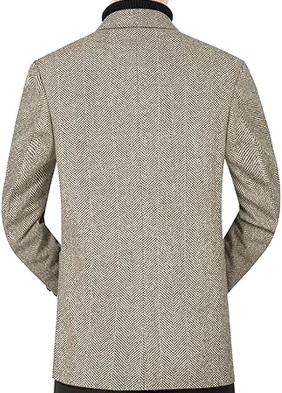 Men's Dress Blazer Herringbone Notch Lapel 3 Button with Pockets for Fall Winter Casual Business Wear