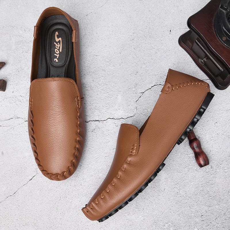 Hand-Sewn Cowhide Loafer (Brown, Adult, Men, 9, Numeric, US Footwear Size System, Medium)3