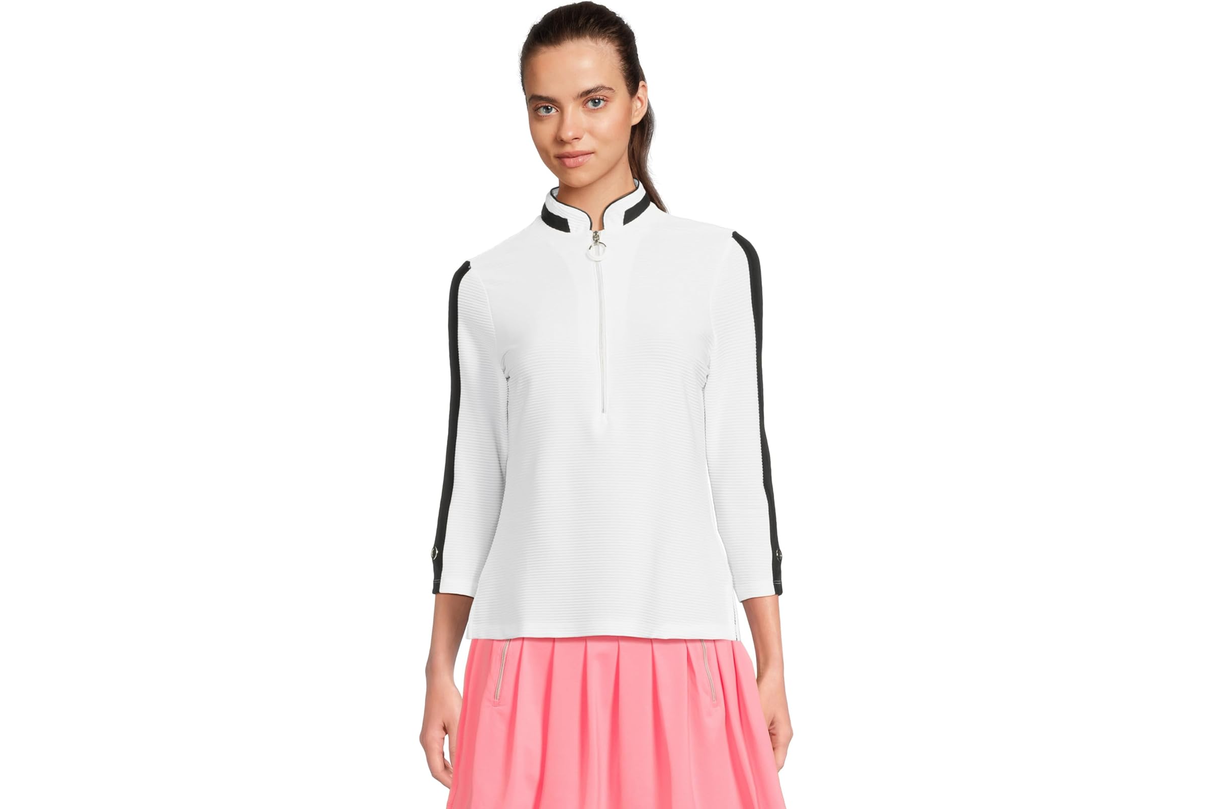 Jamie Sadock Textured Ottoman 3/4 Sleeve 1/4 Zip Top