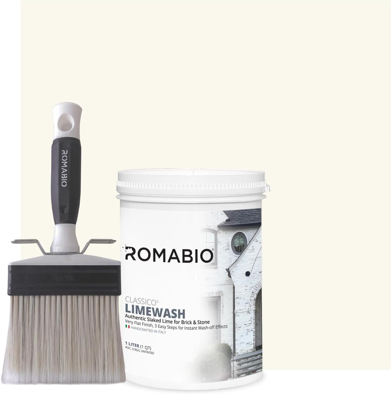 Romabio Fireplace Kit/includes Classico Limewash©, Small Masonry Brush