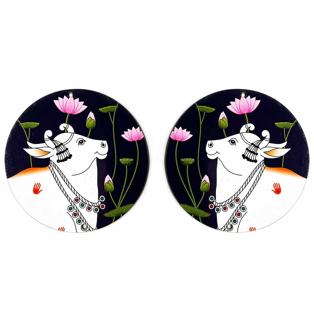Craft Shop India Navy Blue Pichwai Cow MDF Right Left Face Base Round Shaped Cutout Design for Diwali | Dussehra | Rangoli | Pooja | Festival Gift | Wedding Decorations Set of 12 (B0BZV9GN2Q) Amazon Price History, Amazon Price Tracker