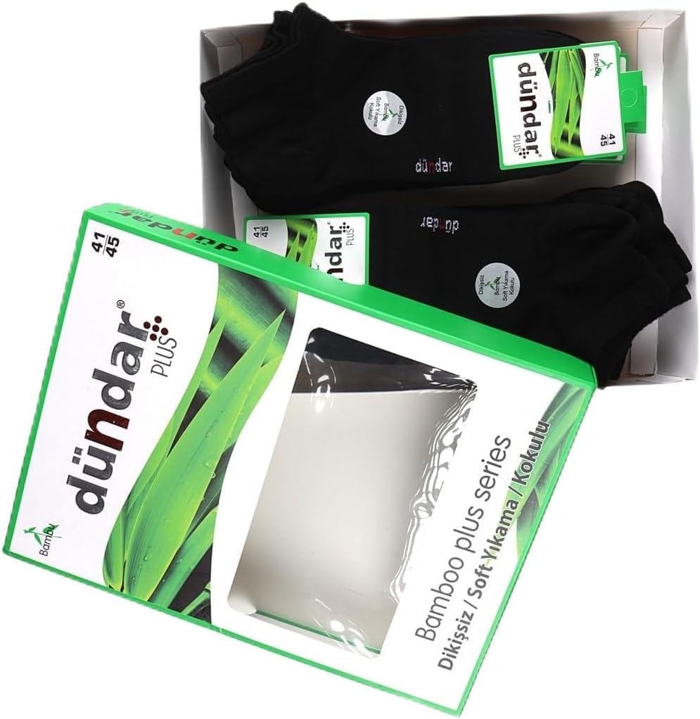 Men's Ankle Socks 12-Pair Pack Black Seamless Soft Wash Odor Resistant Size 41-45 Boxed - Black, 41-45