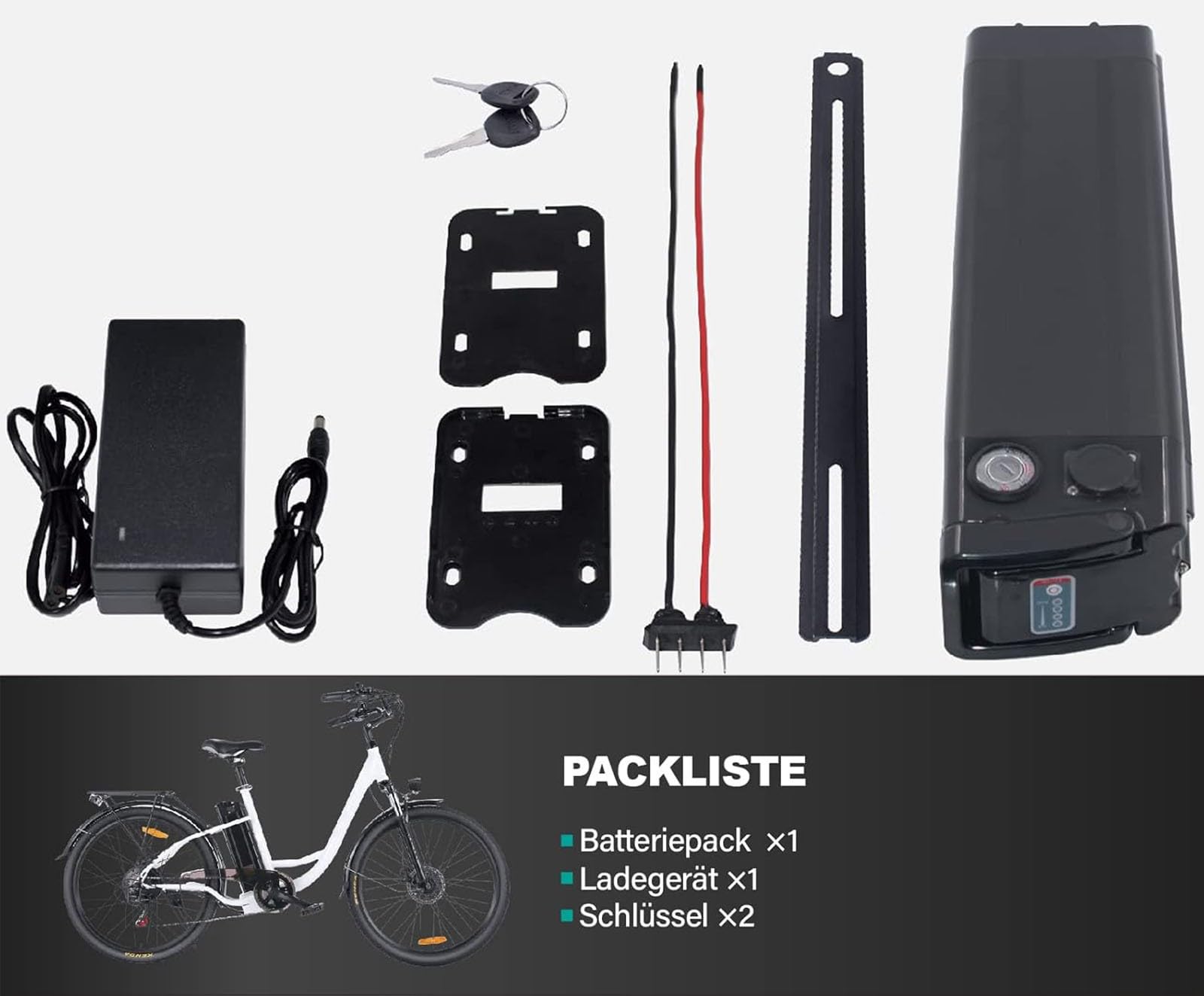 E-Bike Pedelec Akku 48V 12Ah 15Ah 20Ah Ebike Battery Pack, 48V 12Ah 15Ah 20Ah Rechargeable Li-Ion Battery, Eingebauter BMS Wasserdichter PVC-Akku Mit Ladegerät
