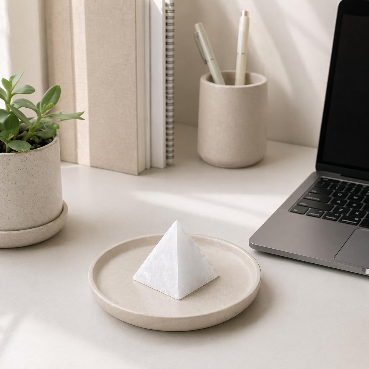 Piastra Di Selenite Incisa Mandala 14,5 Cm – Purifica, Medita E Decora Con Stile – NKlaus