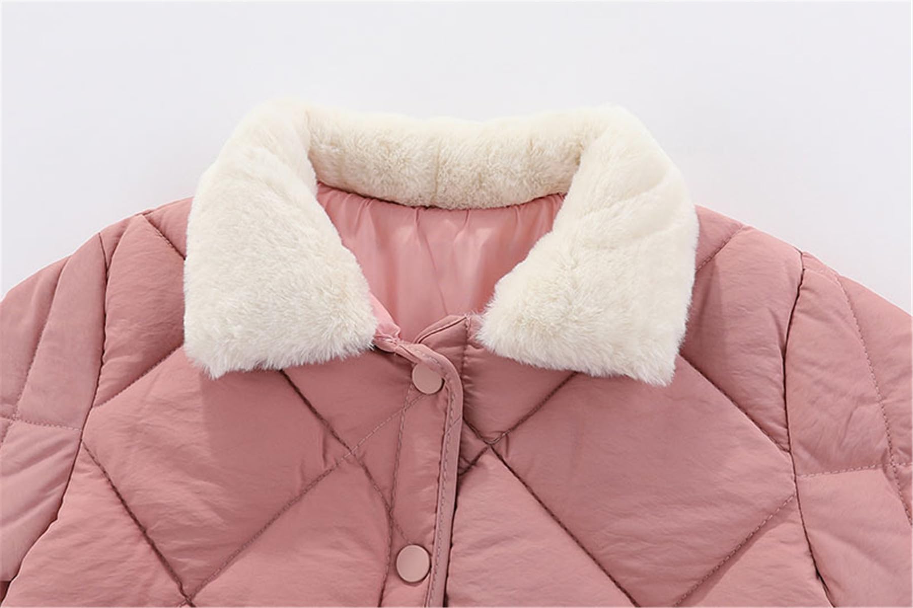 JELEUON Little Girls Boys Fur Trim Winter Warm Button Pocket Down Jacket Coat Windproof Puffer Outerwear 90