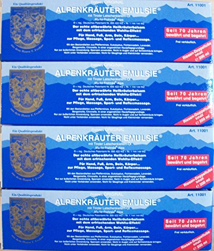 Soulager le dos avec Alpenkräuter emulsie 200 lot de 4 tubes