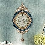 SHISEDECO Elegant, Traditional, Decorative, Hand Painted Modern Grandfather Wall Clock Fancy Ethnic Luxury Handmade Decoration, Swinging Pendulum for New Room or Office. Large. 29.5 Inch. (Blue) - Image 2