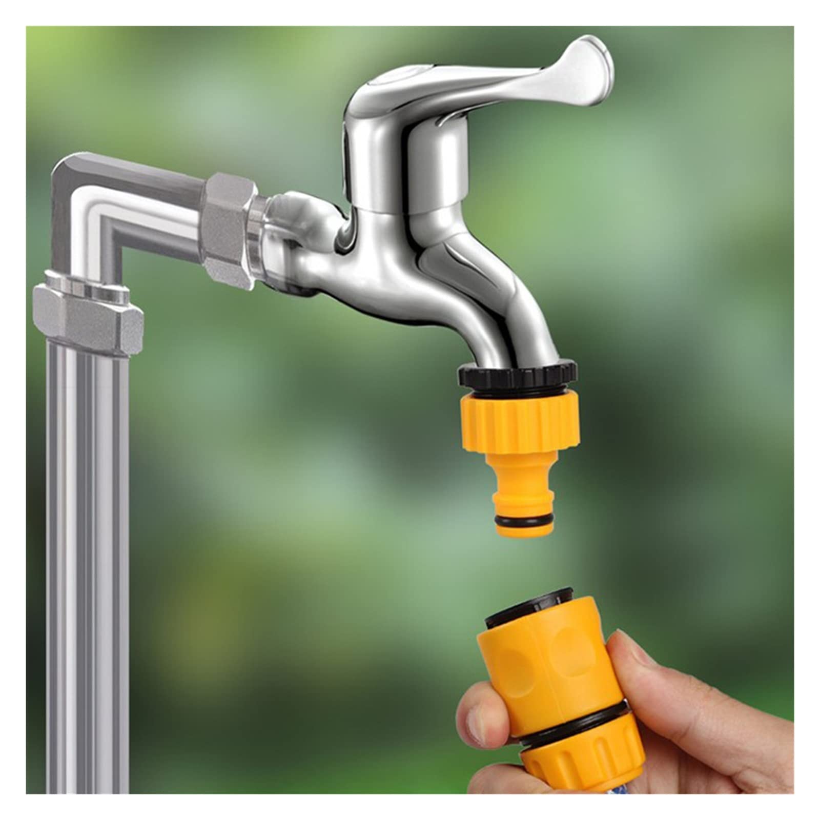 Conector rápido para tubería de riego de jardín Tap Fit 1/2 ABS Conector de tubería de agua Kits de conector de manguera rápida de jardín Juego de extensor de adaptador de junta de grifo para tubo de